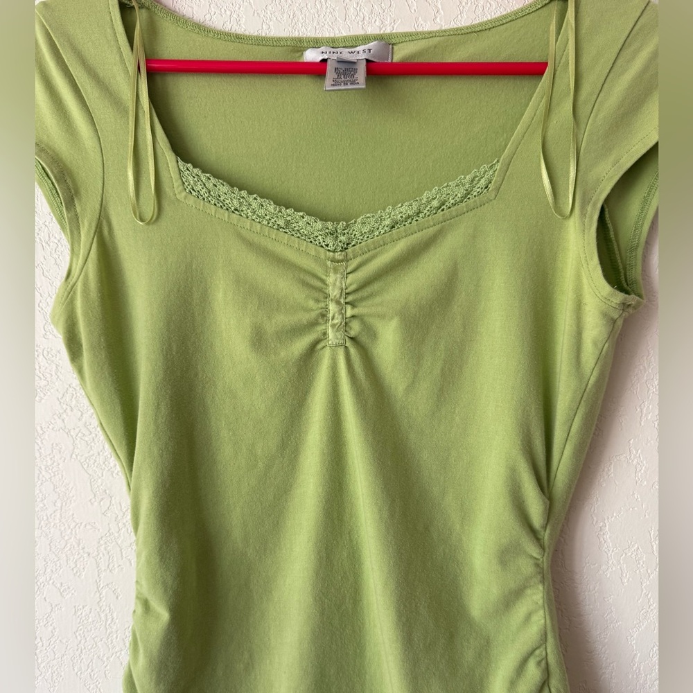 Super soft cotton Light Green Tank Top with Lace Detail